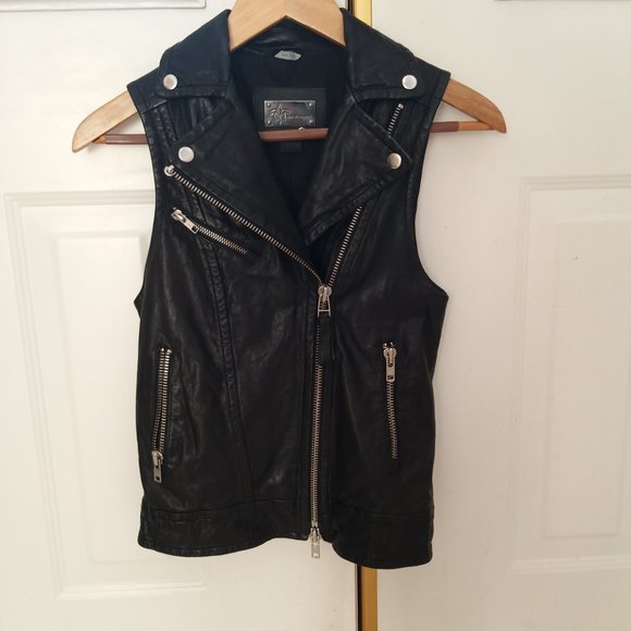 Mackage Frederica Black Leather Vest - Size XXS  Pre-owned - Picture 2 of 11